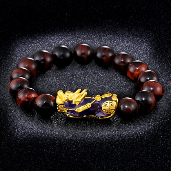 Color Changing Pixiu Jade - Wealth & Protection Bracelet Tree of Color Red Tiger Eye 