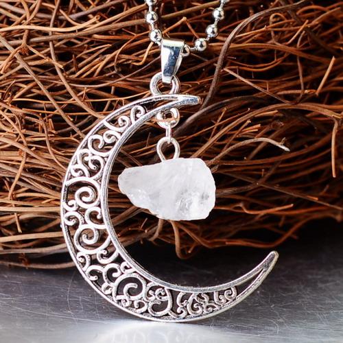 Crescent Moon Crystal Pendant Wild & Color White Crystal 