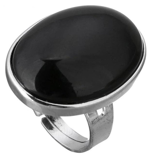 Crystal Oval Geometric Ring Tree of Color black agate 