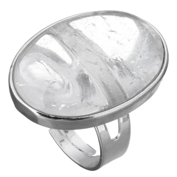 Crystal Oval Geometric Ring Tree of Color clear quartz 
