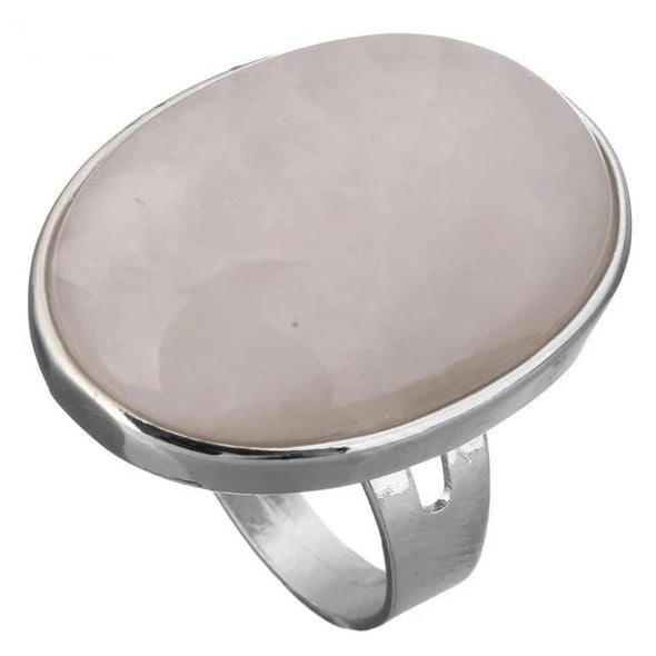 Crystal Oval Geometric Ring Tree of Color rose quartz 