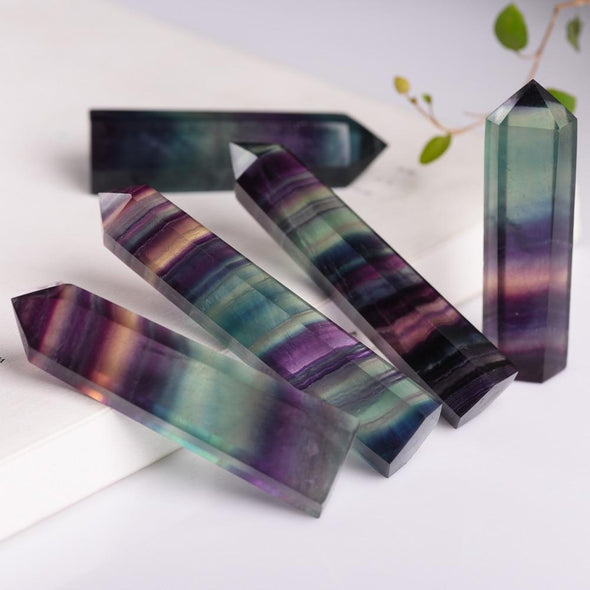 Double-pointed Natural Fluorite Obelisk Tree of Color 