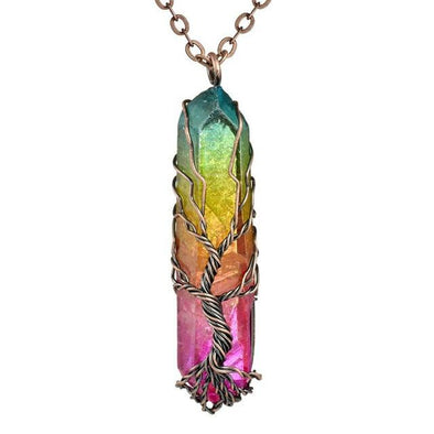 Tree of Life Crystal Stone Necklace Wild & Color Rainbow 
