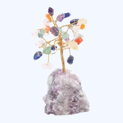 WALUOLAN 8CM Tall Crystal Lucky Money Stone Tree Figurine Ornaments Feng Shui for Wealth and Luck Home Office Decor BirthdayGift Tree of Color colorful 