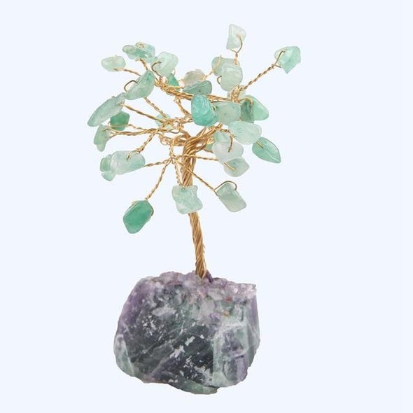 WALUOLAN 8CM Tall Crystal Lucky Money Stone Tree Figurine Ornaments Feng Shui for Wealth and Luck Home Office Decor BirthdayGift Tree of Color Green Aventurine 