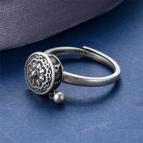 Tibetan Mantra Ring - 925 Sterling Silver