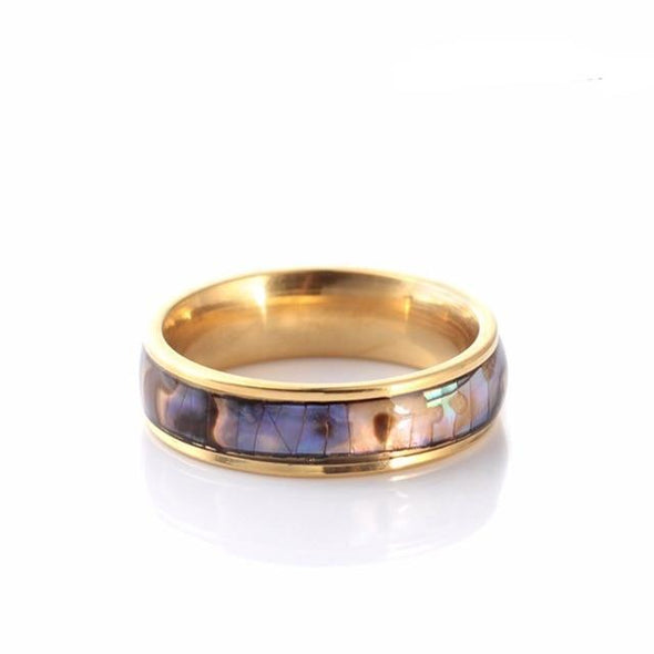 Abalone Shell Stainless Steel Ring Tree of Color 12 Gold Male