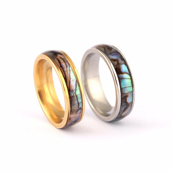 Abalone Shell Stainless Steel Ring Tree of Color 