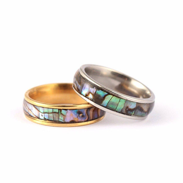 Abalone Shell Stainless Steel Ring Tree of Color 