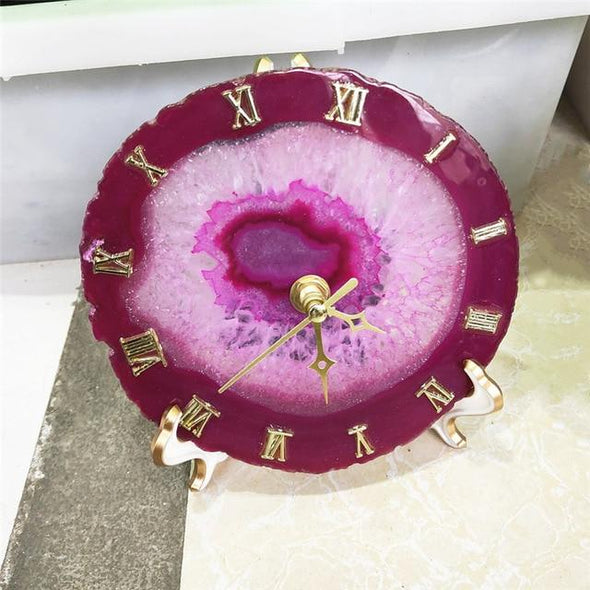 Agate Crystal Clock Tree of Color red 