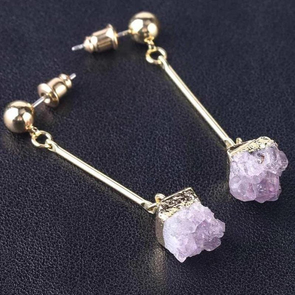 Amethyst Crystal Pushback Earring Tree of Color 