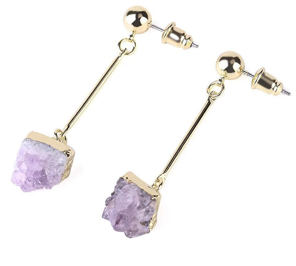 Amethyst Crystal Pushback Earring Tree of Color 