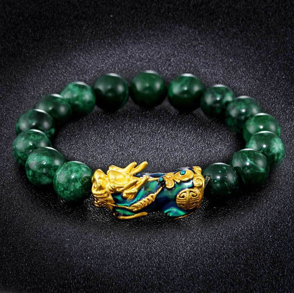 Color Changing Pixiu Jade - Wealth & Protection Bracelet Tree of Color Green 