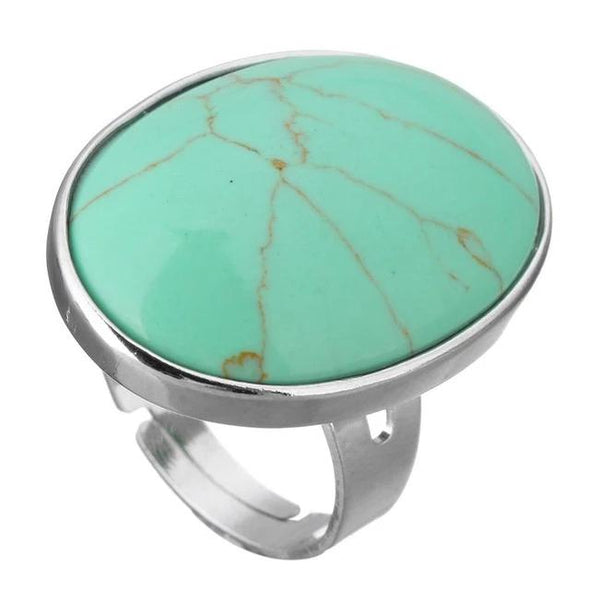 Crystal Oval Geometric Ring Tree of Color green turquoise 