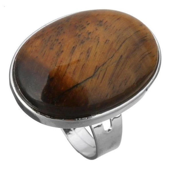 Crystal Oval Geometric Ring Tree of Color tiger eye 