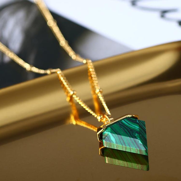 Malachite Triangle Crystal Necklace