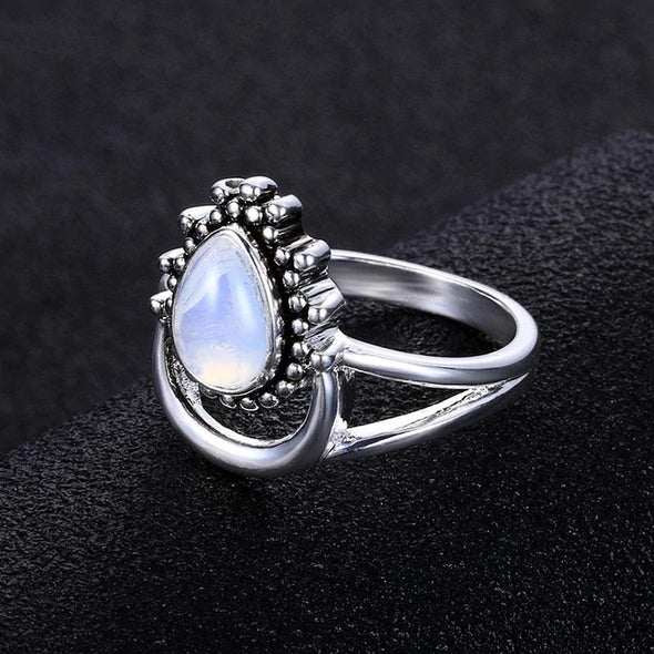 Moonstone Water Drop 925-Silver Ring