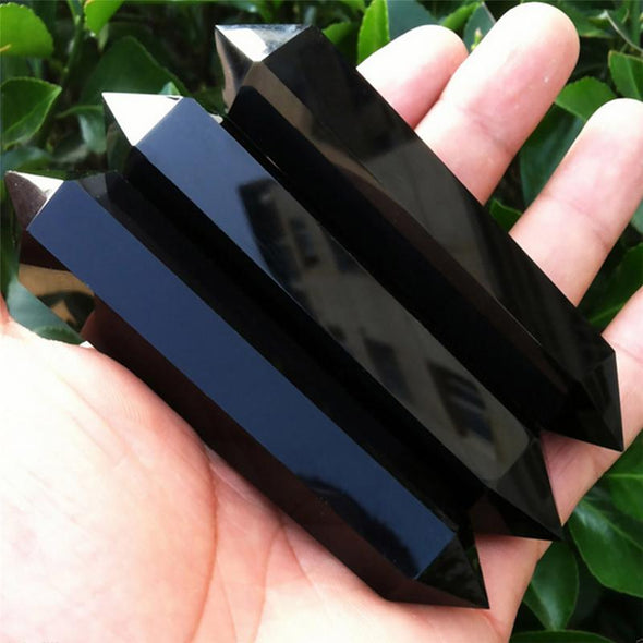 OBSIDIAN CRYSTAL DOUBLE-POINTED OBELISK Tree of Color 