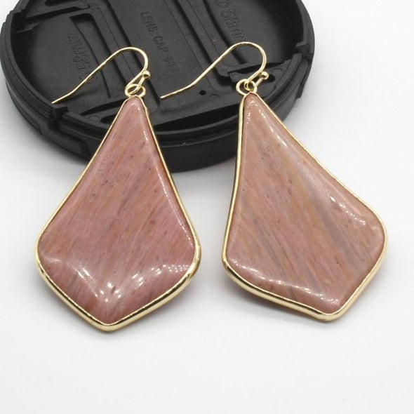 Rhombus Crystal Earrings Tree of Color Rhodonite 