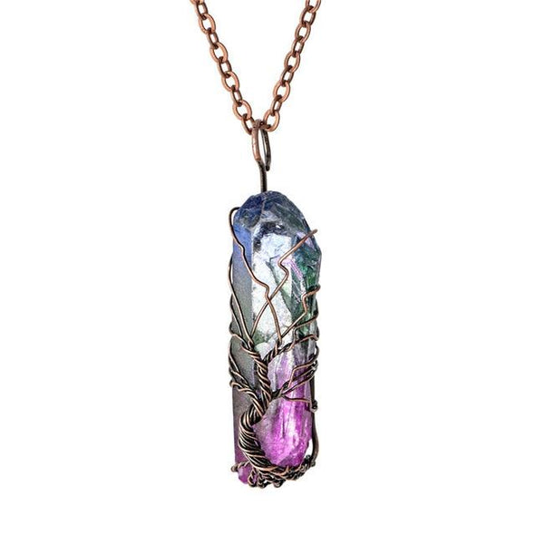 Tree of Life Crystal Stone Necklace Wild & Color Aurora 
