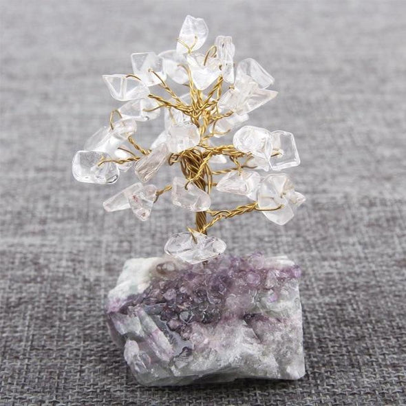 WALUOLAN 8CM Tall Crystal Lucky Money Stone Tree Figurine Ornaments Feng Shui for Wealth and Luck Home Office Decor BirthdayGift Tree of Color Crystal 